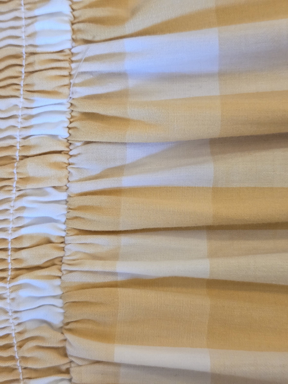 Abercrombie&Fitch 100% Cotton Gingham Smocked Tiered Maxi Dress Butter Yellow LT - Picture 11 of 16